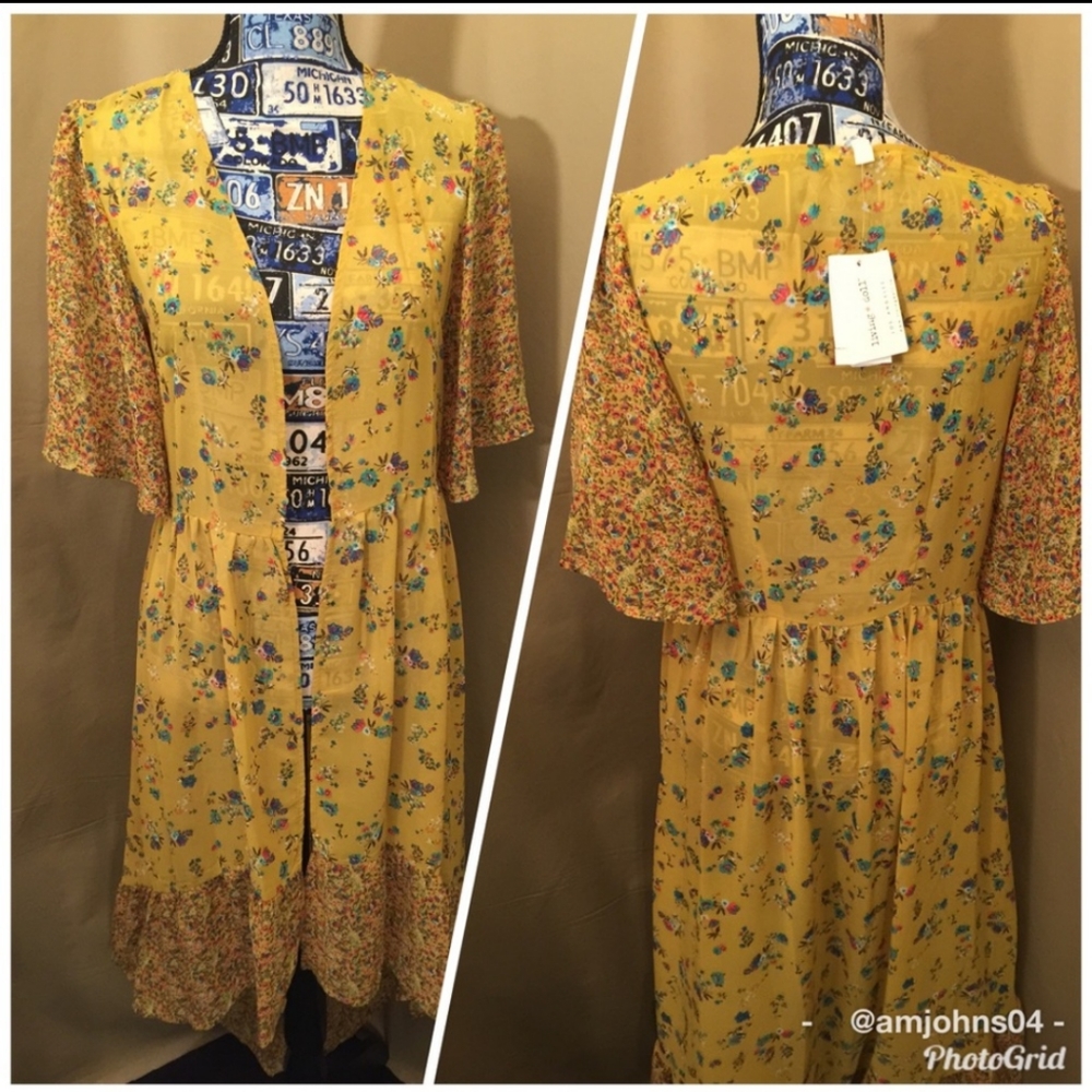 LIVING DOLL SHEER HI/LOW DUSTER SHIRT NWT